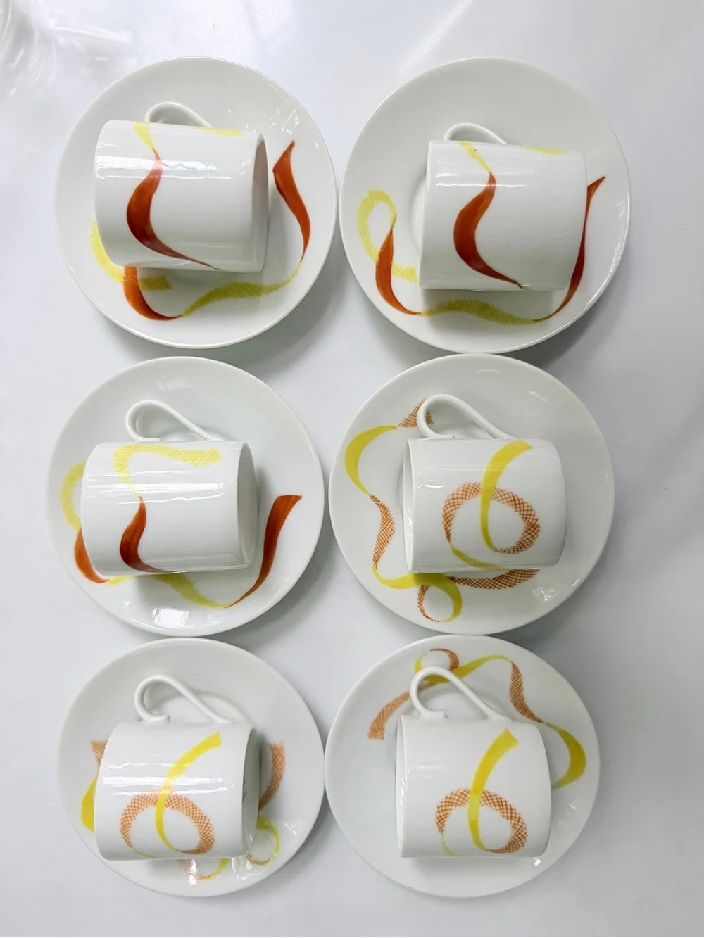 Vintage Limoges Porcelain Espresso Demitasse Cup Saucer dancing ribbons 2 Set